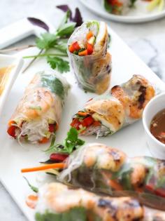 Grilled Shrimp Vietnamese Spring Roll by foodiecrush #Spring_Roll #Shrimp #Grilled
