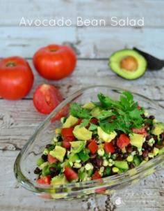 This DELICIOUS and nutritious recipe for Avocado Bean Salad will be a hit at your next BBQ!! #realfood