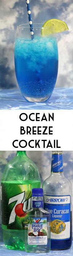 This Ocean Breeze Cocktail is a fun summer drink for the beach or anywhere you want to pretend is the beach! Add a splash of pineapple or orange juice to make this recipe extra special! YUM!