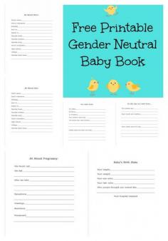 Print free baby book pages to make your own homemade gender neutral baby book.