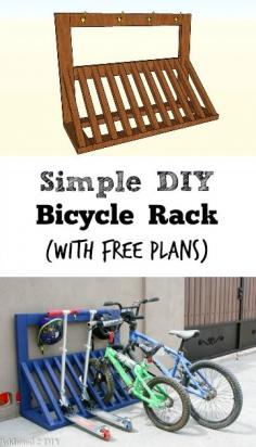 Tired of seeing your kids bikes on the floor? Give this DIY Bike Rack a try! Free building plans for Bicycle Rack {Addicted2DIY}