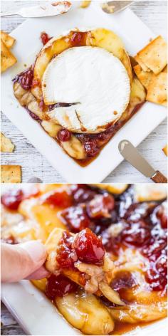 The Best Baked Brie with Balsamic Cherries - Only 3 ingredients & ready in 15 minutes | Averie Cooks