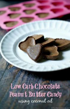 These low carb chocolate peanut butter candies use coconut oil and 3 other ingredients for a tasty low carb treat.