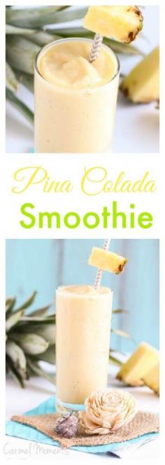 Pina Colada Smoothie - Easy made in 5 minutes. Delicious pineapple, juice, banana and coconut milk are combined for a refreshing cool drink.