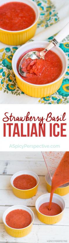 The Best Strawberry Basil Italian Ice on ASpicyPerspective.com