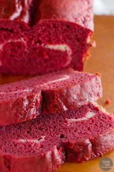 Red Velvet Quick Bread with Cream Cheese Filling {Giveaway}