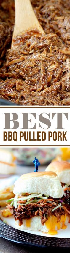 BBQ Pulled Pork Slow Cooker Recipe | Tender, tangy sweet, smokey, perfect for large gatherings, busy weekdays or whenever you are craving BBQ pulled pork.