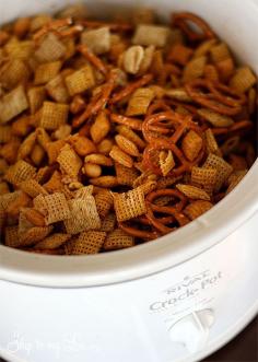 Easy Crock Pot Chex Mix recipe #skiptomylou #recipes #snackrecipes #CrockPot #Chex #breakfast #food