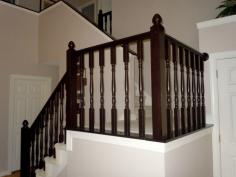 Remodelaholic | DIY Stair Banister Makeover Using Gel Stain