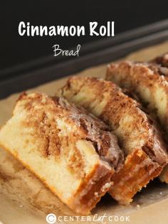 Cinnamon Roll Bread - Quick and easy Cinnamon Roll Bread with a cinnamon streusel topping. No yeast required! #dessert #bread #centercutcook- no changes, no substitutions,  delicious quick bread.