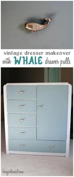 Dresser Makeover with Chalk Paint and Whale Pulls