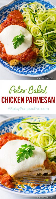 
                    
                        Amazing Paleo Baked Chicken Parmesan on ASpicyPerspective... #paleo #primal
                    
                