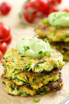 Zucchini Fritters with Avocado Cream sub with flax egg