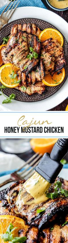 
                    
                        Easy tangy, sweet and spicy Cajun Honey Mustard Chicken smothered in a creamy honey mustard sauce ~ an easy marinate ahead weeknight meal or delicious enough for company!
                    
                