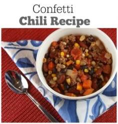 Confetti Chili Recipe: a healthier chili recipe!  Nutritional information and Weight Watcher's points included.
