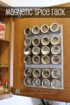 Organize Your Spices With A Magnetic Spice Rack - DIY small space kitchen organization