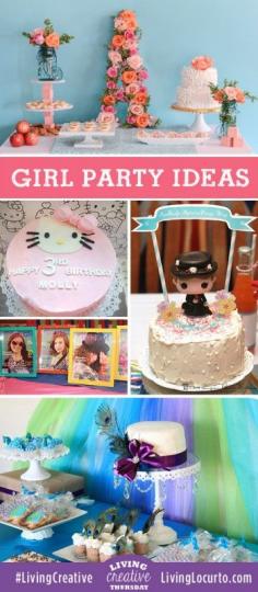 Creative Girl Birthday Party Ideas! Hello Kitty, Peacock Princess, Mary Poppins, 1st Birthday, and a Rock Star Party.