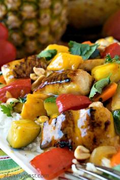 Pineapple Mango Mahi Mahi and Vegetables Over Rice - A delicious, easy dinner that the entire family will love!