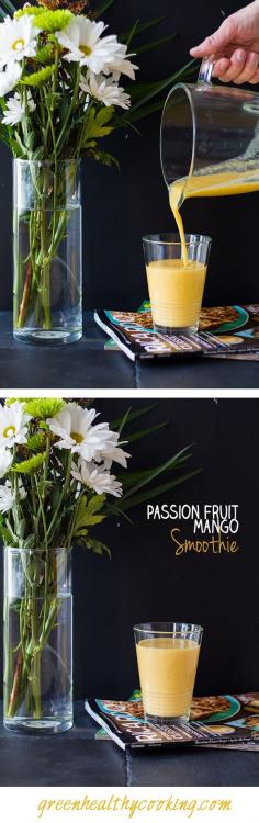 This Passion Fruit Mango Smoothie is SO SO SO much better than all the fancy yogurts sold in colorful plastic cups together and it takes 5 minutes to make!