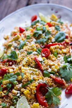 Summer Grilled Mexican Street Corn Quinoa Salad by halfbakedharvest #Salad #Corn #Mexican.