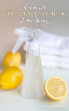 
                    
                        Easy Homemade Lemon & Lavender Linen Spray with Essential Oils. LivingLocurto.com
                    
                
