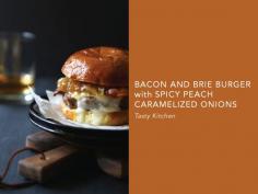 
                    
                        Bacon and Brie Burger with Spicy Peach Caramelized Onions
                    
                