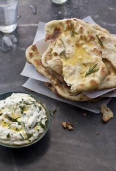 Roast Garlic & Rosemary Flatbread with Olive Oil & Salted Whipped Citrus Ricotta Dip.