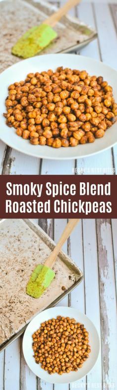 
                    
                        Smoky Spice Blend Roasted Chickpeas is a healthy vegetarian recipe that is an ideal high fiber snack or appetizer. Throw a handful in salads for added crunch & texture.
                    
                