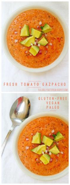 
                    
                        This Fresh Tomato Gazpacho is so simple, tasty, and nutritious! It's also #glutenfree, #vegan, #paleo, and #raw—great for all sorts of diets! #recipe
                    
                