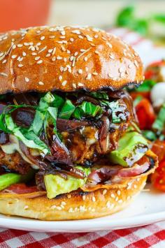 Sundried Tomato Caprese Turkey Burgers with Balsamic Caramelized Onions | Closet Cooking