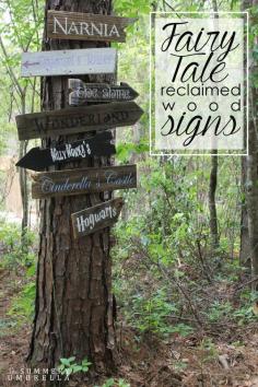 cute storybook wood signs - cute for kid outdoor space