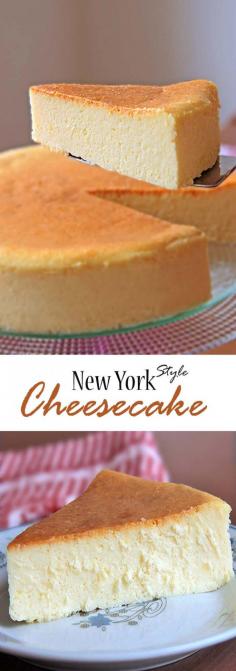 New York Style #Cheesecake is creamy smooth, lightly #sweet, with a touch of #lemon. Suffice it to say, my search for the perfect cheesecake recipe ends here. #cheesecake #newyork #Sweets  @KaseyBelleFox