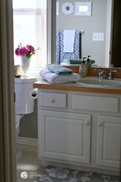 $110 Bathroom Update | Update and makeover your bathroom inexpensively. Bathroom Decorating ideas and more. on TodaysCreativeLife.com #spon
