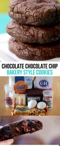 Chocolate Chocolate Chip Bakery Style Cookies.  These giant cookies are as good as any you'll get at the bakery.