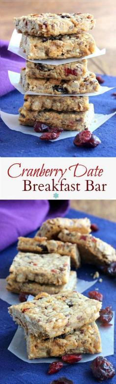 
                    
                        Cranberry Date Breakfast Bars are fruity and nutty.  The contrasting textures and complementing flavors make this the breakfast bar of choice.  Easy too.
                    
                