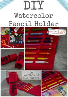 diy watercolor pencil holder | Handmade Gifts | Pencil Roll up | TodaysCreativeBlog.net @ColleenPastoor from Lemon Thistle Blog