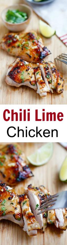 Chili-Lime Chicken | Rasa Malaysia. Moist and delicious chicken marinated with chili and lime, and grilled to perfection. Easy recipe that takes 30 minutes. #healthy #glutenfree #paleofriendly #poultry #chicken #chili #lime #dinner #recipe
