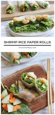 
                    
                        Shrimp Rice Paper Rolls - a fresh and versatile appetizer or side, or a light lunch. A fun party recipe because everyone can make their own! | brunchwithjoy.com for cupcakesandkalech... | gluten free, dairy free recipe
                    
                