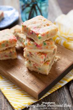 
                    
                        These bars are so gooey and perfect...the sprinkles are a must! Funfetti Gooey Butter Shortbread Bars from thelittlekitchen.net
                    
                