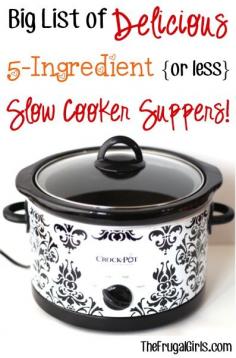 Big List of Delicious 5-Ingredient or less Slow Cooker Suppers! ~ from https://TheFrugalGirls.com ~ these Crockpot recipes couldnt be easier, and are packed with flavor! #slowcooker #recipe #thefrugalgirls #crockpot #recipe #slowcooker #easy #recipes