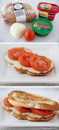 Grilled caprese sandwich stuffed with fresh mozzarella, tomatoes and basil pesto! Easy and delicious recipe!  I think this looks good because i like tomato sandwiches and grilled sandwiches