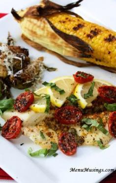 ༻❁༺ ❤️ ༻❁༺ Grilled Tilapia with Lemon Basil Vinaigrette - lighten up your summer meal with a filet of grilled fish with this easy, flavorful citrus vinaigrette. ༻❁༺ ❤️ ༻❁༺