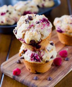 Jumbo Raspberry Chocolate Chip Muffins Recipe {Uses fresh raspberries}