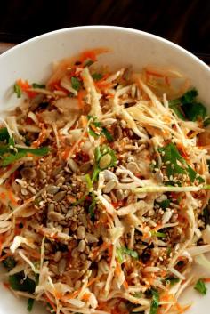 Crunchy Cabbage Salad with Orange-Tahini Dressing recipe by Janet of Taste Space! This would be fantastic... Wonderful flavours and contrasting textures! #vegan #salad (comment by @paigedoll1 )
