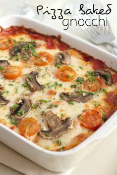 Pizza baked gnocchi - easy to customise with your favourite pizza toppings
