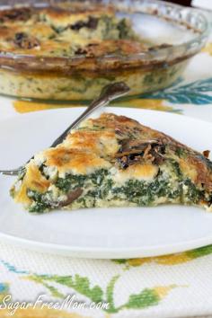 Crustless Mushroom Spinach Pie. I would switch the cottage cheese for ricotta. #lowcarb
