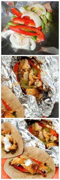 Sub paleo breads Chicken Fajitas on the Grill Recipe - perfect for at home cookouts or camping!