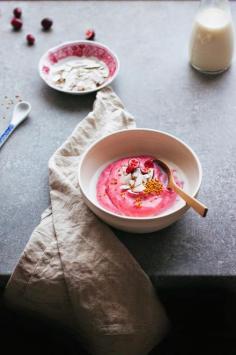 Whipped cranberry cream of wheat.