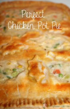 PERFECT Chicken Pot Pie Recipe - A chicken dinner casserole baked in your oven. Truly delicious! One of our family favorites! From TheGraciousWife.com