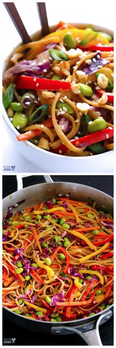 Rainbow Peanut Noodles -- healthy dinner